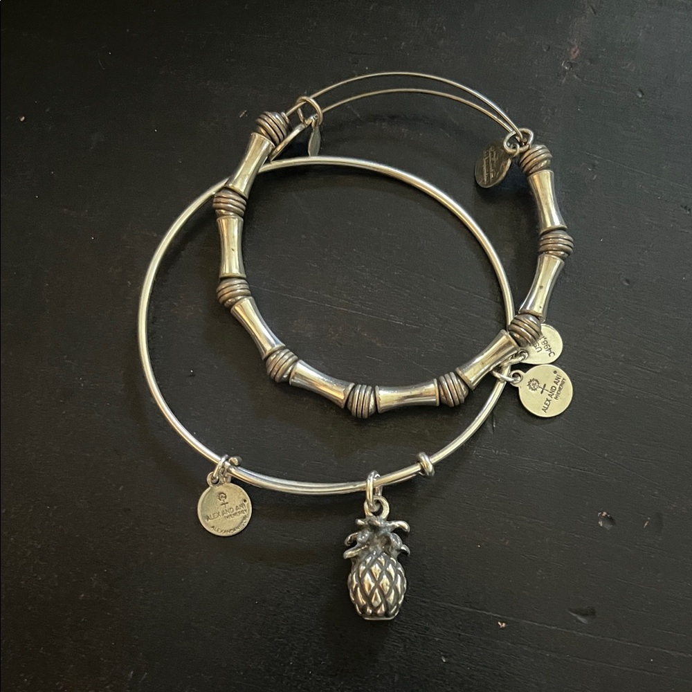 Alex and Ani Pineapple and Bamboo Bangle Set
